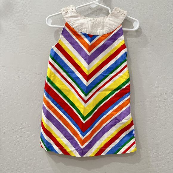 Little Bird by Jools Oliver Retro Rainbow Stripe Collar Dress - Picture 1 of 8